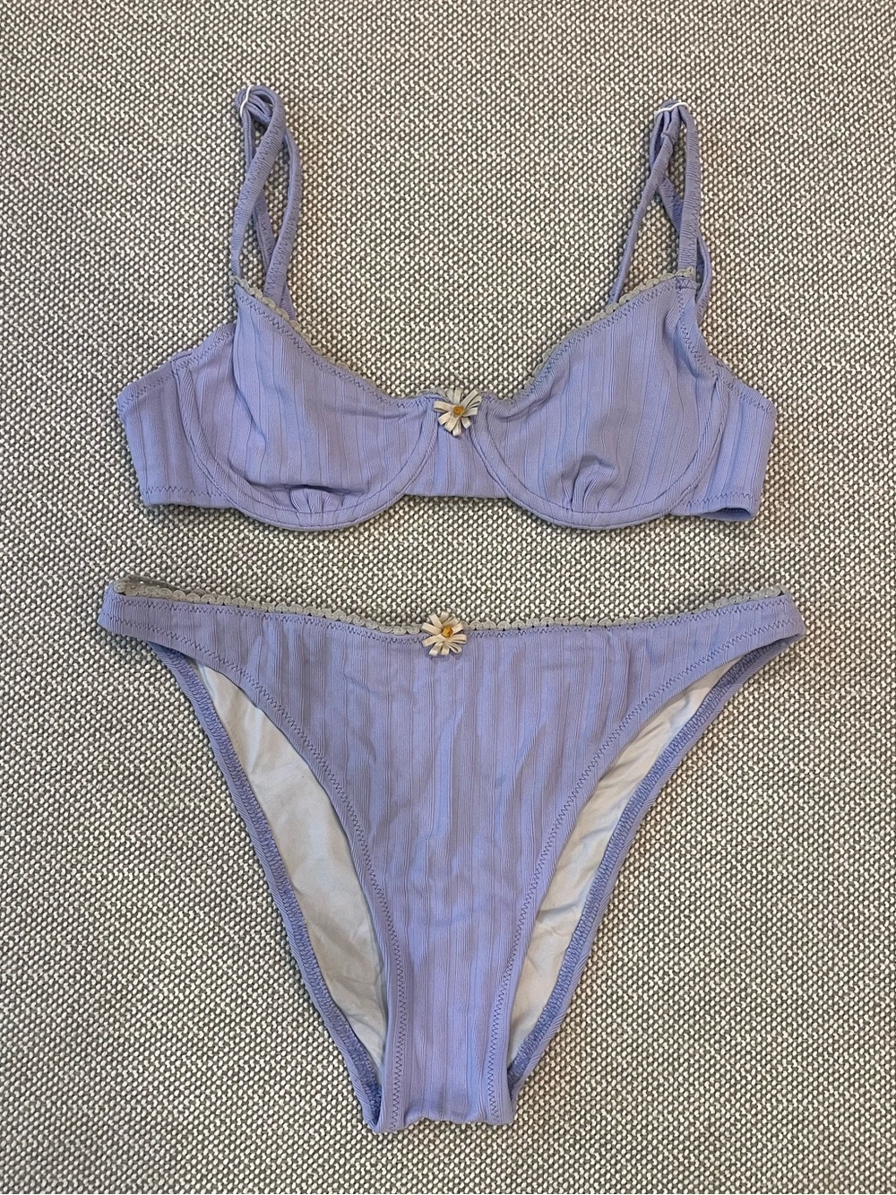 Solid & Striped Purple Floral Bikini Set